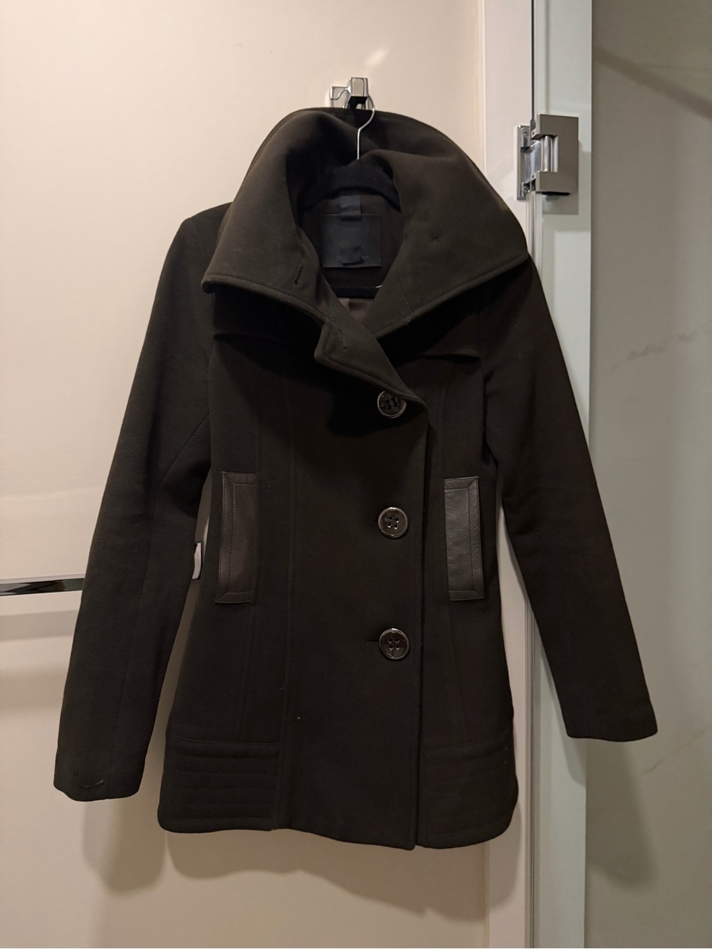 Mackage  Brown Wool Coat With Funnel Collar